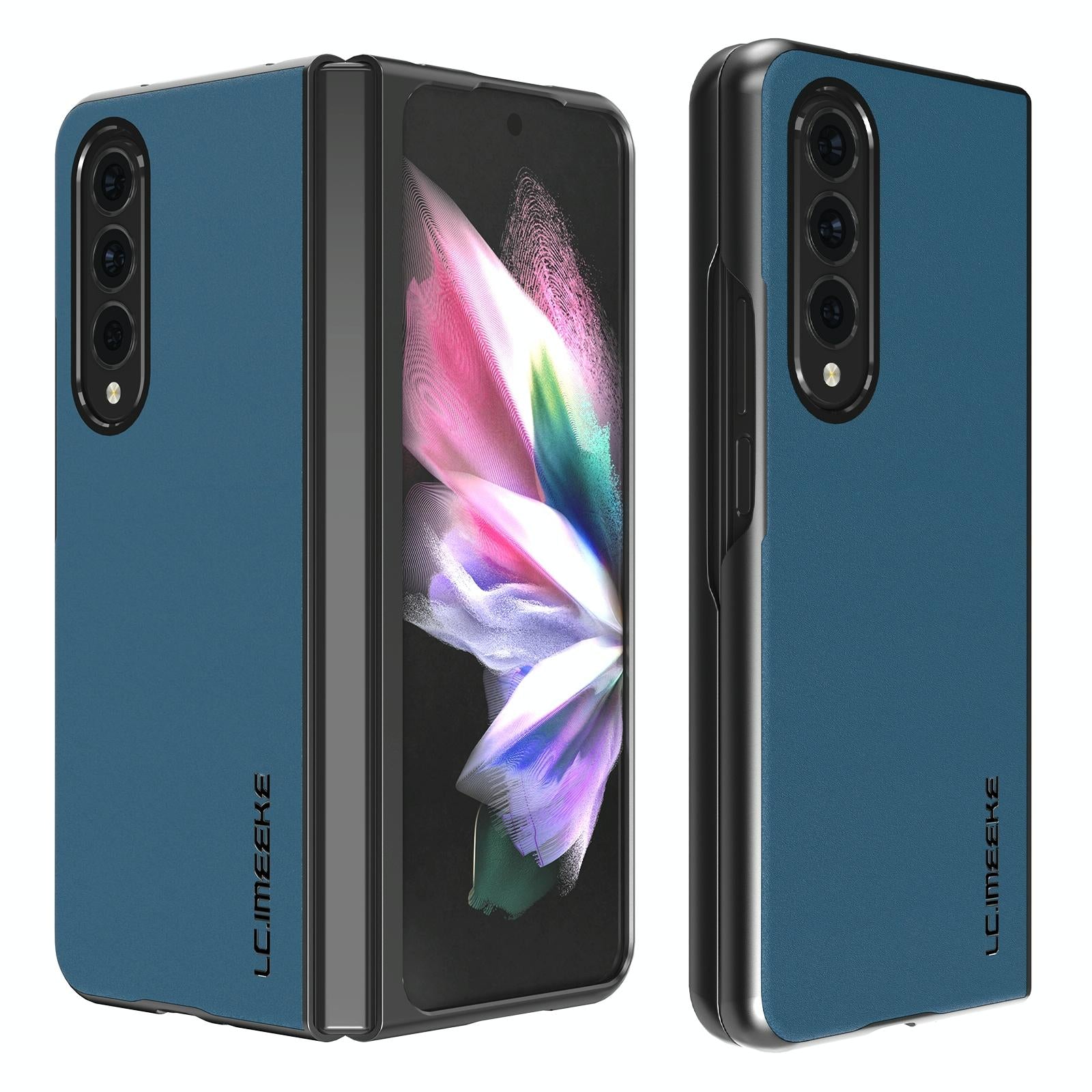 For Samsung Galaxy Z Fold4 5G Leather Shockproof Case - Blue
