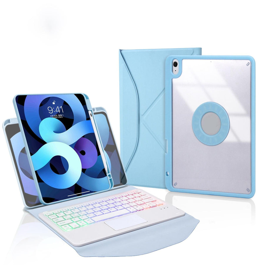Bluetooth Keyboard Leather Case For Ipad Air 10.9 With Touchpad And Pen Slot Backlit - Sky Blue