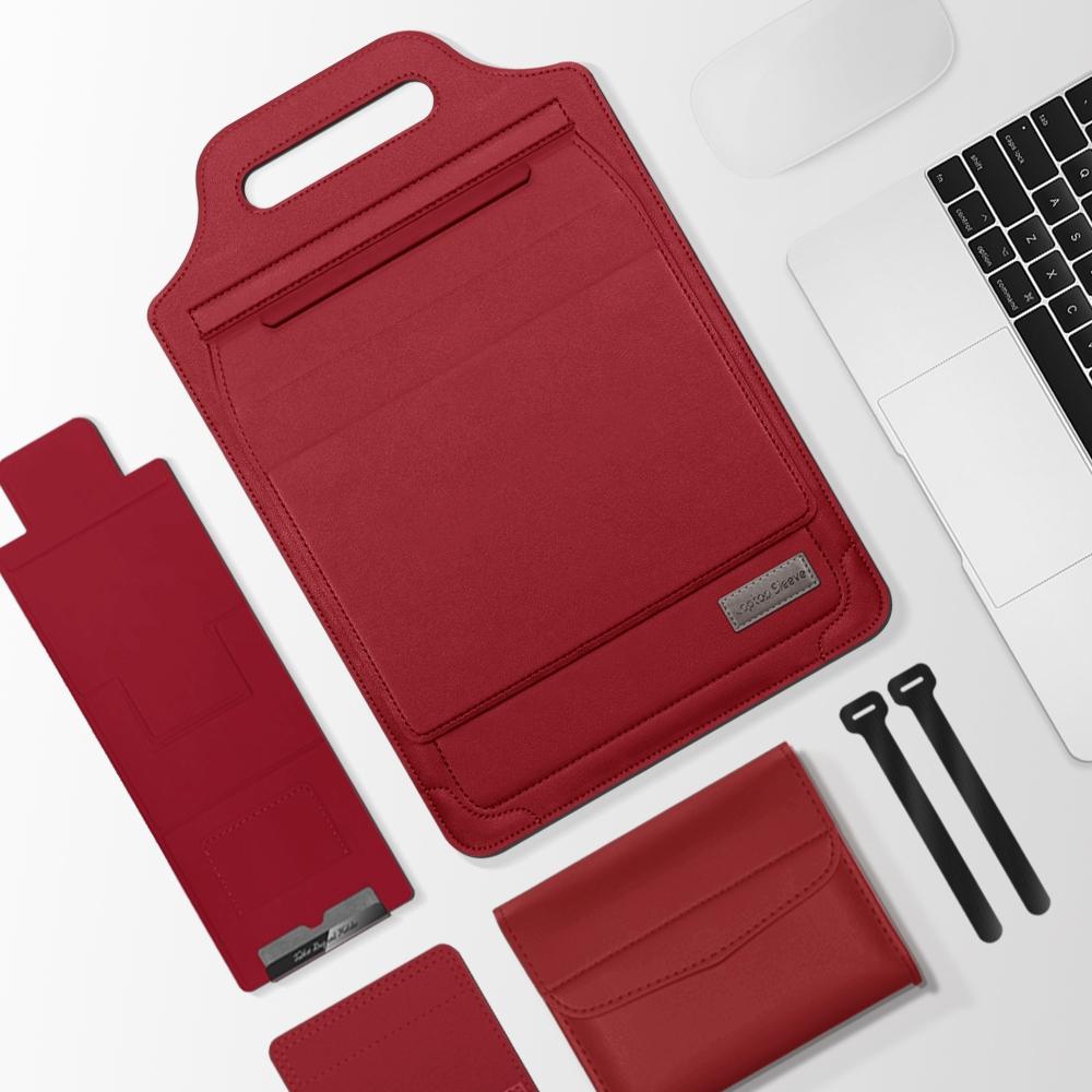 Versatile Laptop Bag with Mouse Pad Stand - Red
