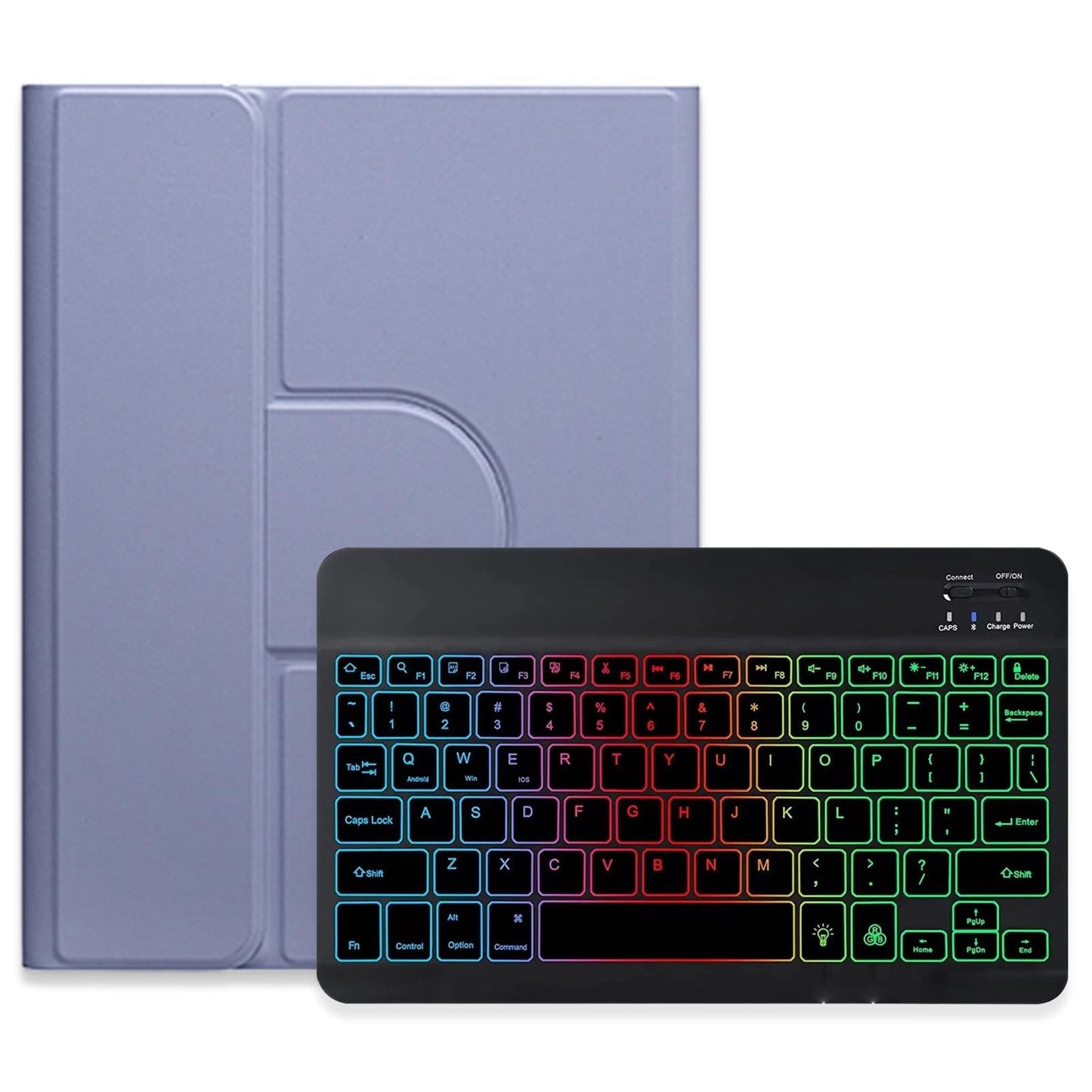 360 Degree Rotatable Bluetooth Keyboard Leather Case With Three-Colour Backlight - Dark Green - For Ipad 10.2 2021 / Air 2019