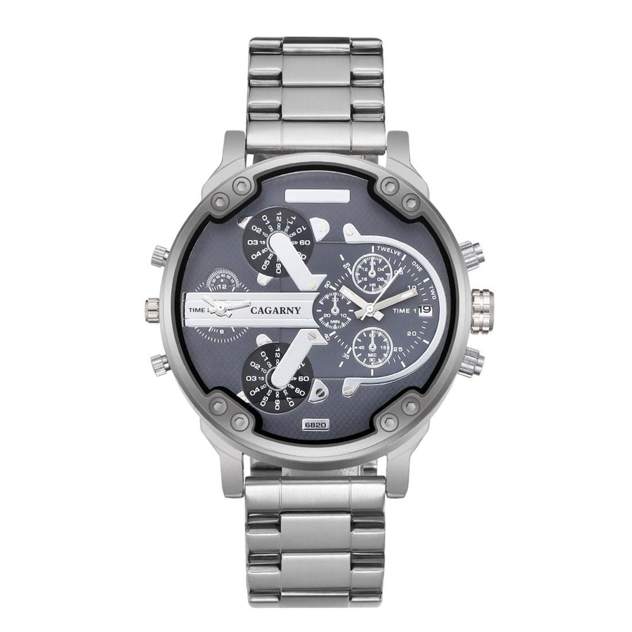 Large Dial Dual Time Zone Business Watch - Fashionable Quartz - Wa0024D