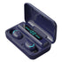 Macaron Series Bluetooth Earphones with Breathing Light & Noise Reduction - Dark Blue