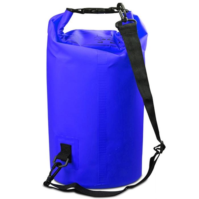 30L Outdoor Waterproof Double Shoulder Bag Dry Sack Pvc Barrel Bag - Dark Blue