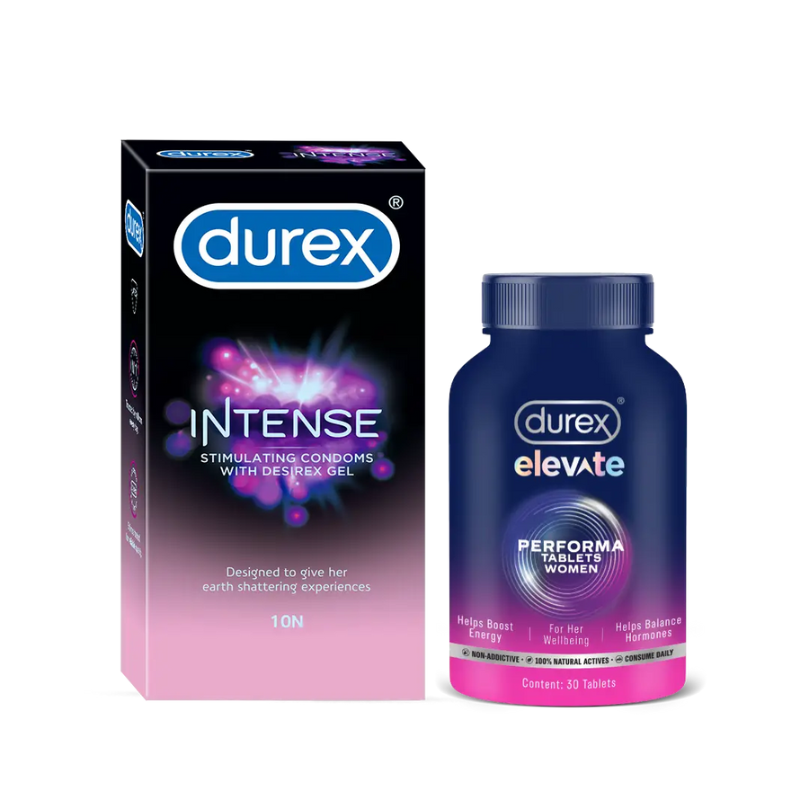 Durex Intense Performance Combo Pack - Durex Intense Condoms + Elevate Performa Capsules