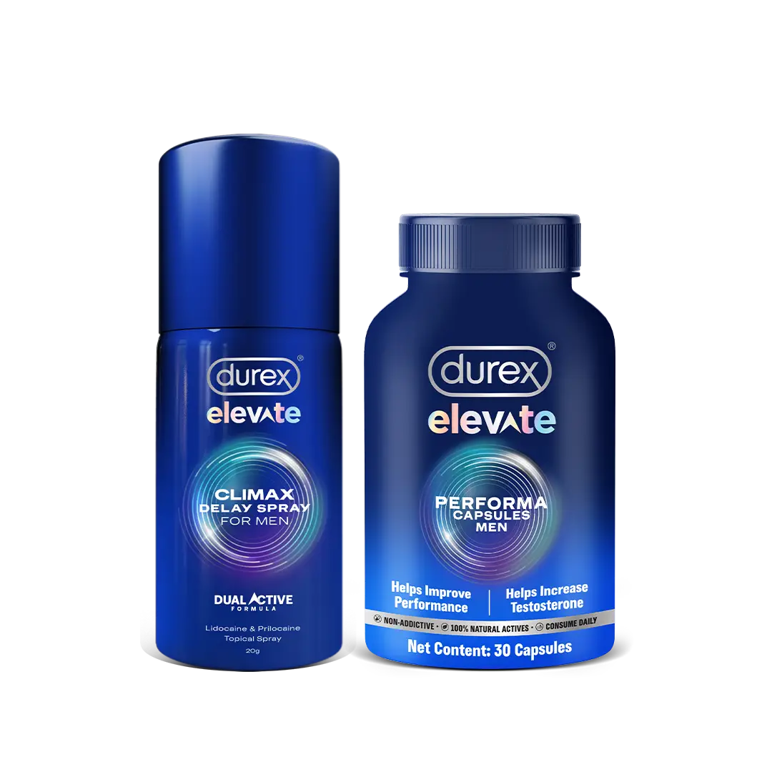 Durex Performance Boost Combo Pack - Durex Elevate Climax Delay Spray + Elevate Performa Capsules
