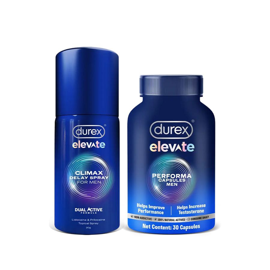 Durex Performance Boost Combo Pack - Durex Elevate Climax Delay Spray + Elevate Performa Capsules