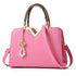 Women Zipper Shoulder Bag with Phone Pocket and Crossbody Strap - Pink