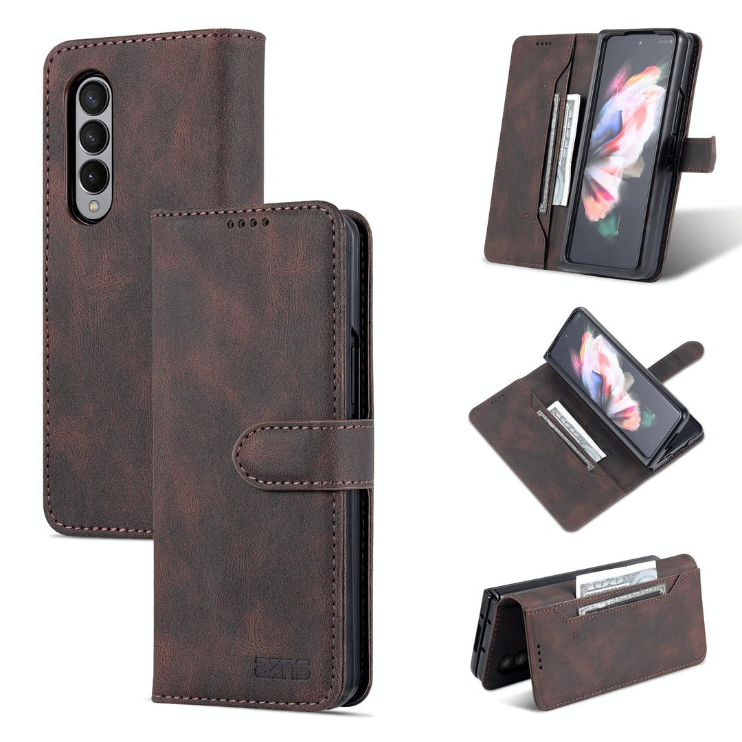 For Samsung Galaxy Z Fold4 5G Horizontal Flip Tpu Phone Case - Coffee
