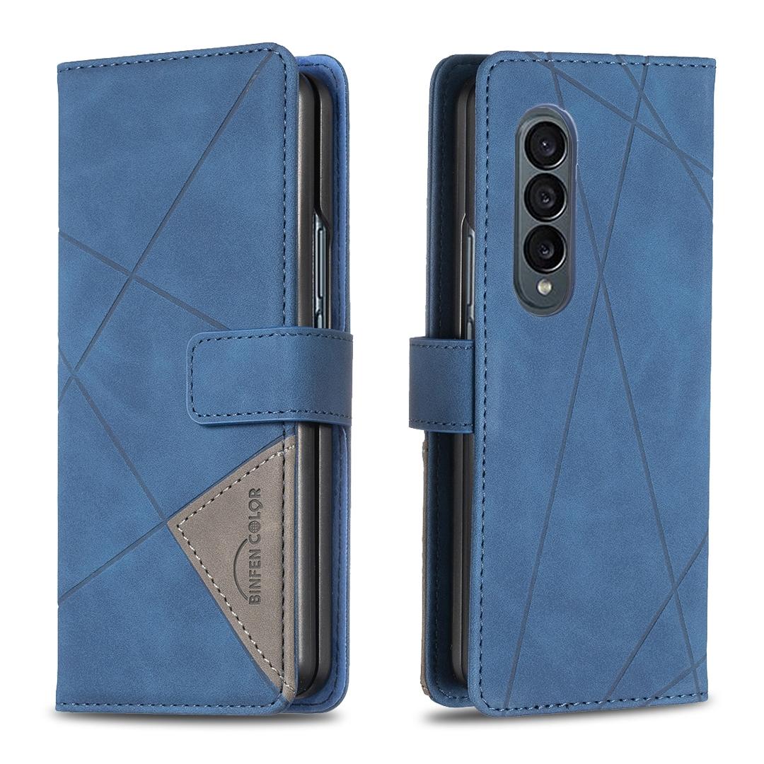 For Samsung Galaxy Z Fold4 5G Magnetic Rhombus Texture Case - Blue