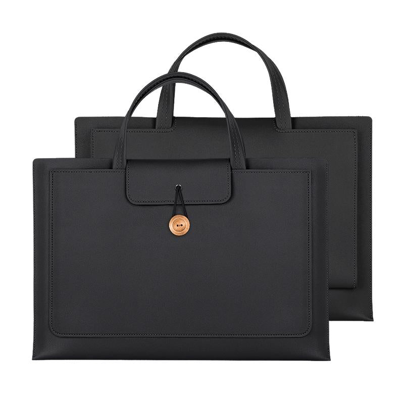 Portable Laptop Inner Bag with Elastic Thread Button - Black