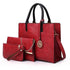 Versatile Leather Tote Bag for Women - 3-in-1 Design - Red