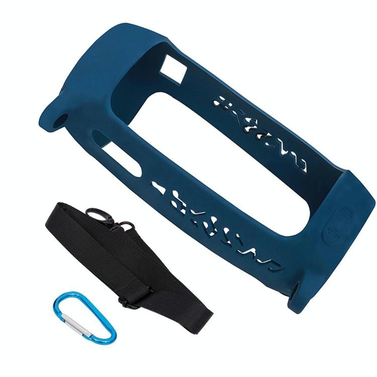 Shockproof Silicone Protective Case for Jbl Pulse4 with Carabiner & Lanyard - Dark Blue