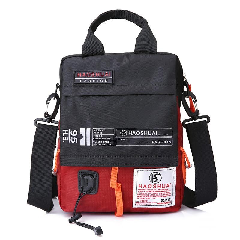Waterproof Men Crossbody Bag Outdoor Cloth Sling For Hands Free Convenience - Brick Red