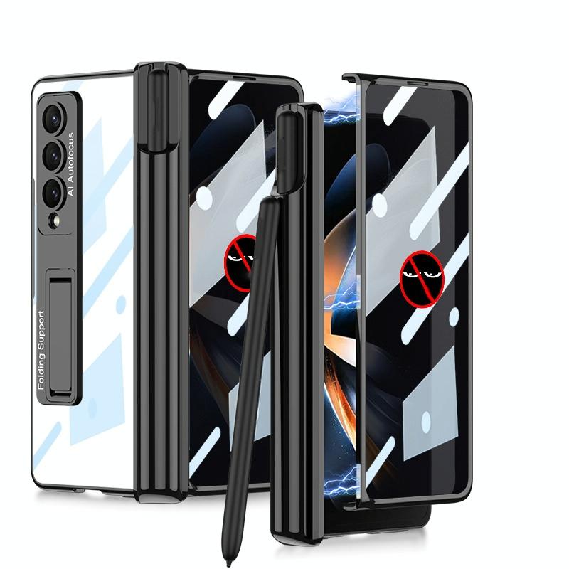 Foldable Magnetic Privacy Case with Pen Holder - Fits 4th Generation Ipad - Black