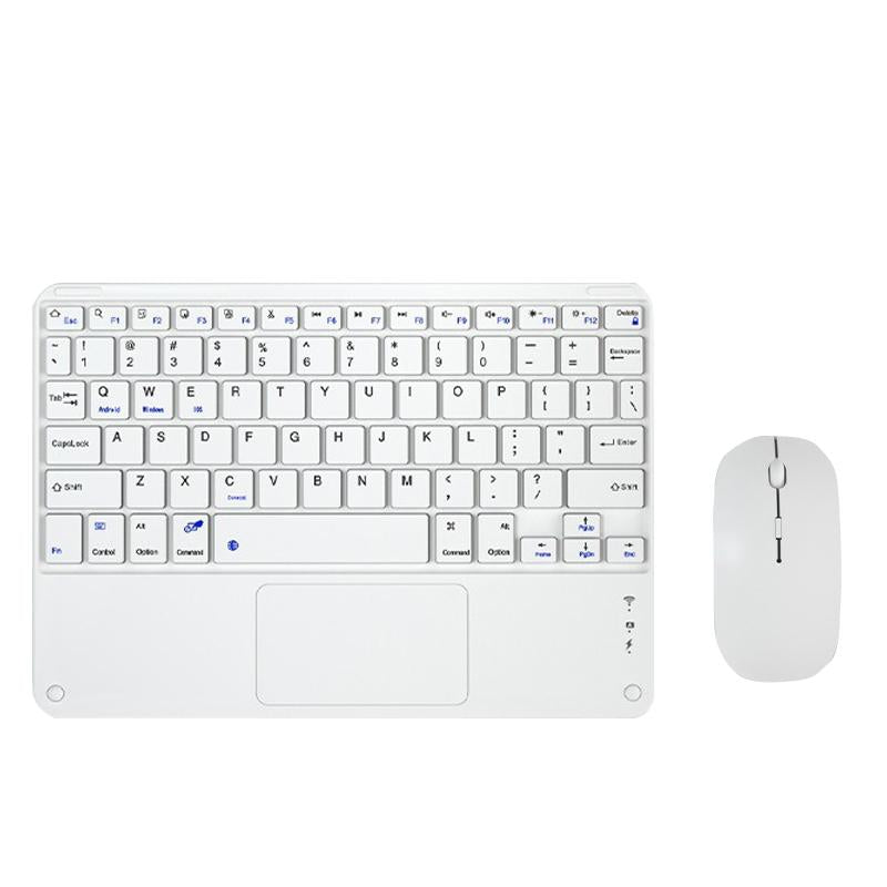 Portable 9.7 Tablet Keyboard With Bluetooth Touchpad & Mouse Set For Ipad - White + Mouse