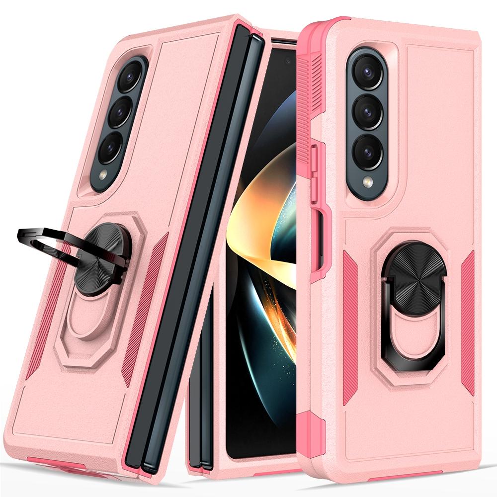 Galaxy z Fold 4 Tpu Shockproof Case with Ring - 2 in 1 Design - Pink