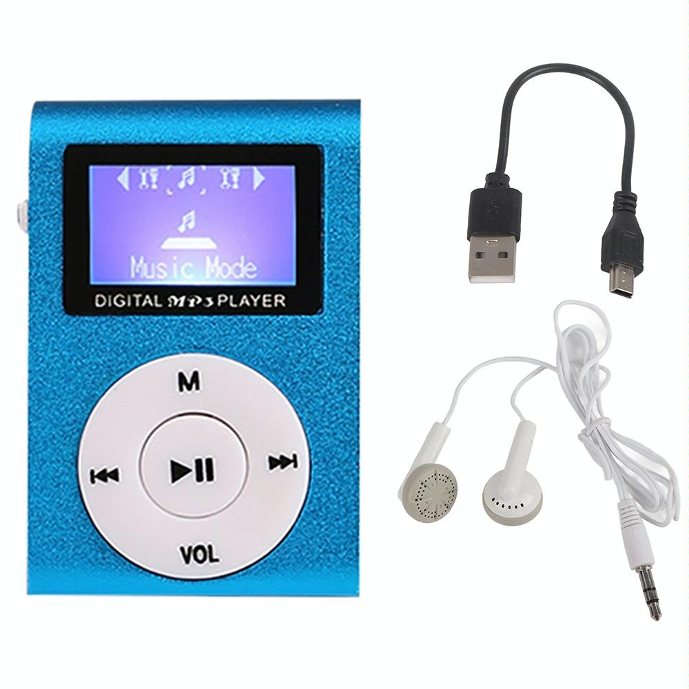 Mini Mp3 Player With Screen 128M+Earphone+Cable - Blue