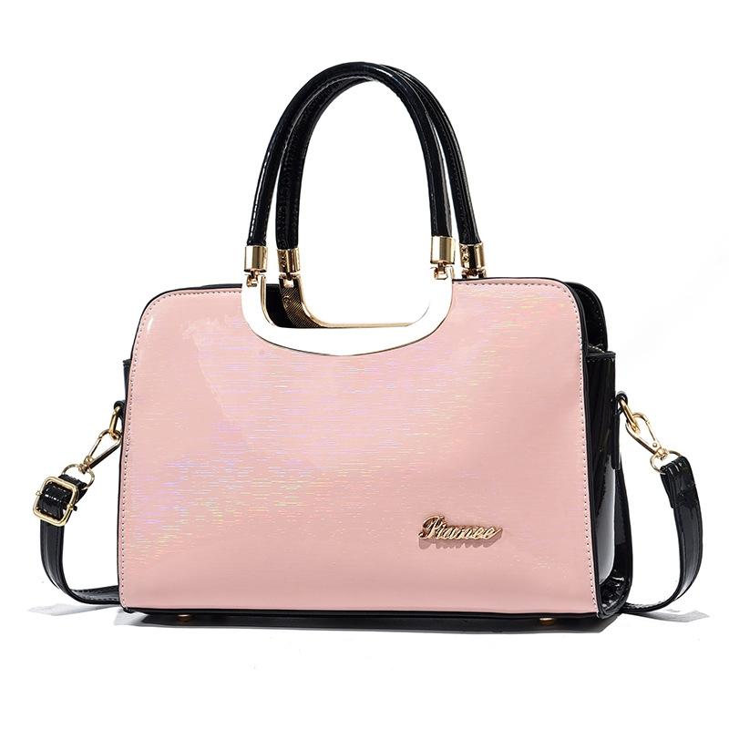 Large Capacity Leather Commuter Handbag - Bright - Pink