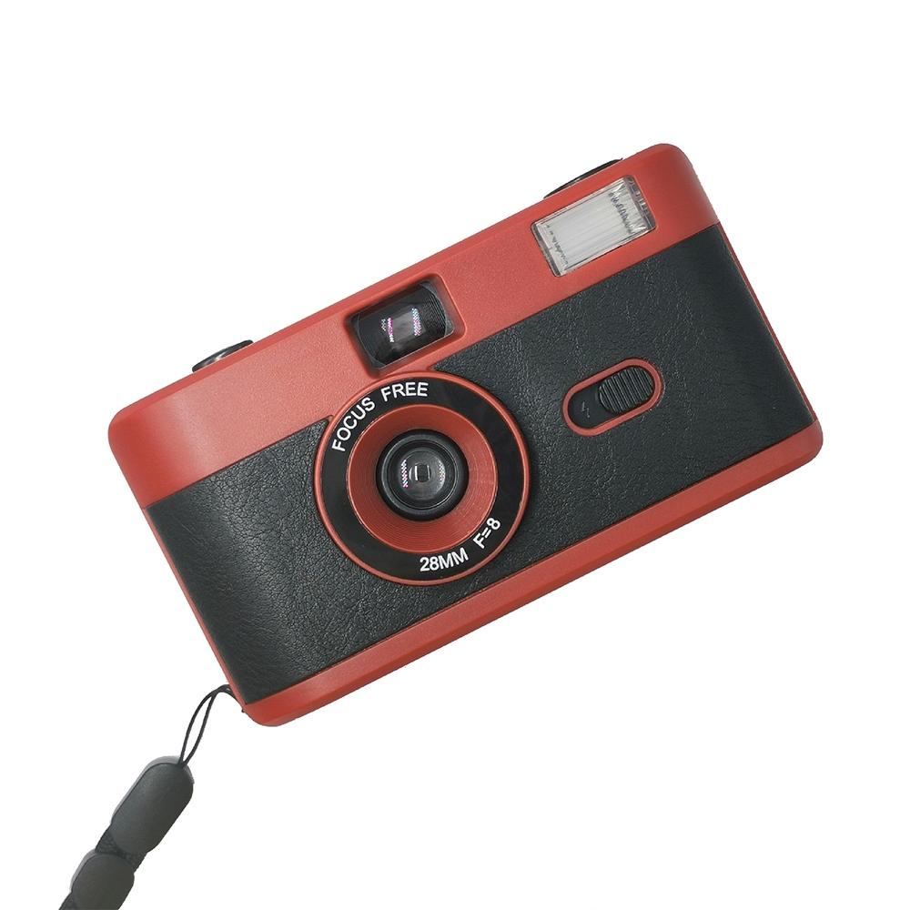 Retro Manual Reusable Film Camera for Kids - no Film - Black + Orange Pink