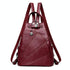 Women Leather Backpack - Secure & Stylish - Wine Red
