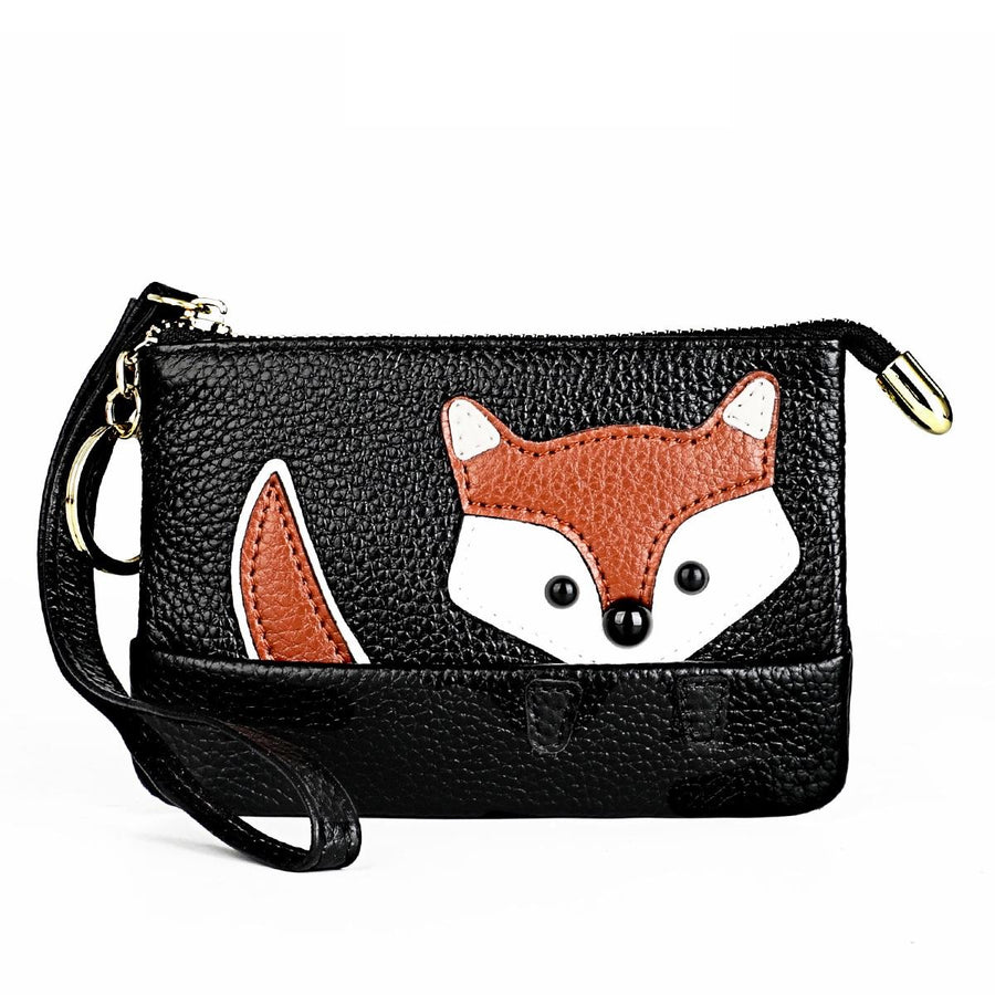 Mini Leather Fox Key Case for Sewing Thread - Black