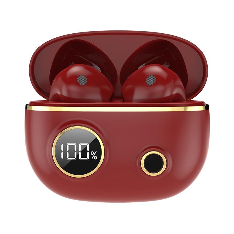 Waterproof 9d Stereo Bluetooth Earphones with Charging Case - Red