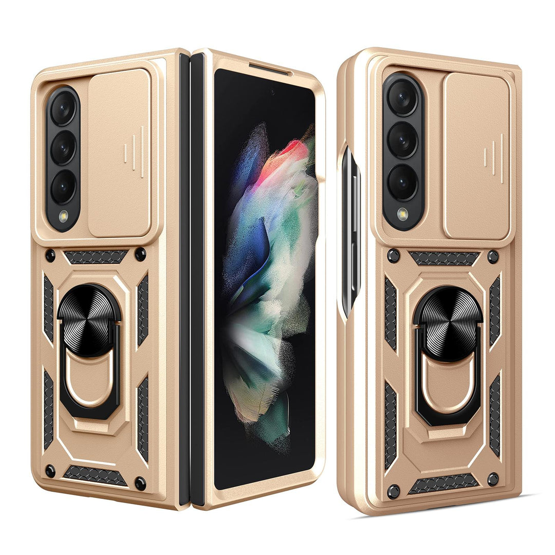 Samsung Galaxy z Fold 4 Tpu Pc Case with Sliding Camera Cover - Gold