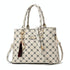Spacious Print Handbag - Large Capacity - Rice White Rice White Print