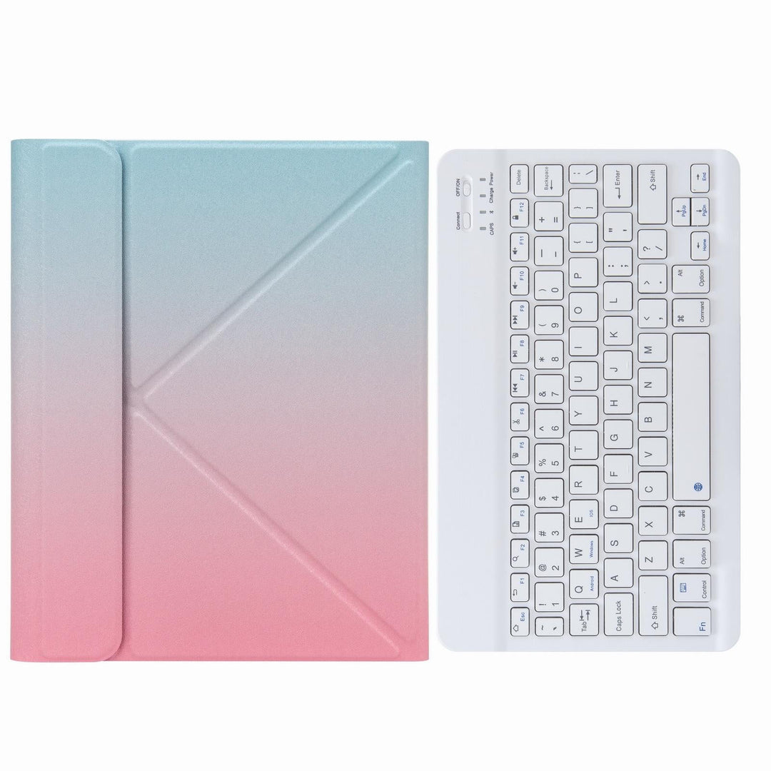 Leather Case With Bluetooth Keyboard For Ipad 9.7 2018 & 2017 - Three-Fold Holder - Pink Blue