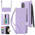 For Samsung Galaxy z Fold4 5G Multifunctional Rhombic Leather Crossbody Phone Case - Purple