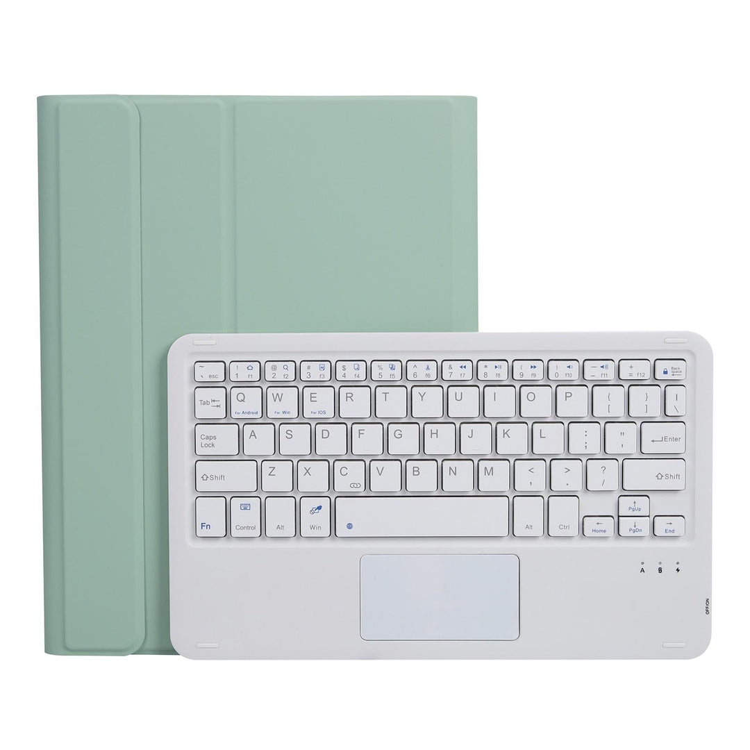Bluetooth Keyboard Leather Case For Ipad Pro 10.5 With Touch Control - Lambskin Texture Compatible With 10.2 2021 & 2020 & 2019 / Air 3 - Light Green