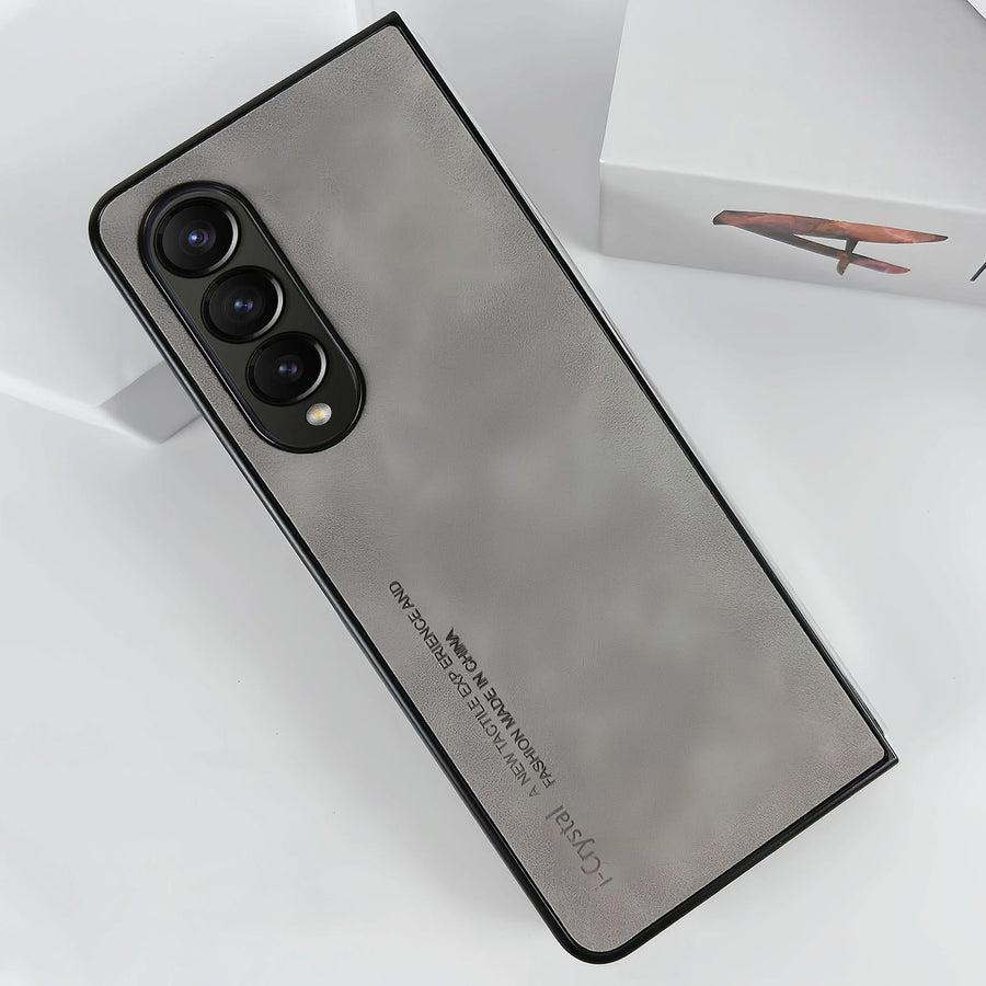 For Samsung Galaxy Z Fold4 5G Crystal Leather Foldable Case - Light Grey