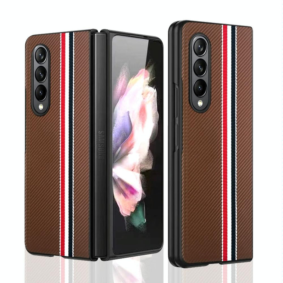 For Samsung Galaxy Z Fold4 5G Shockproof Twill Phone Case - Pc Tpu - Brown