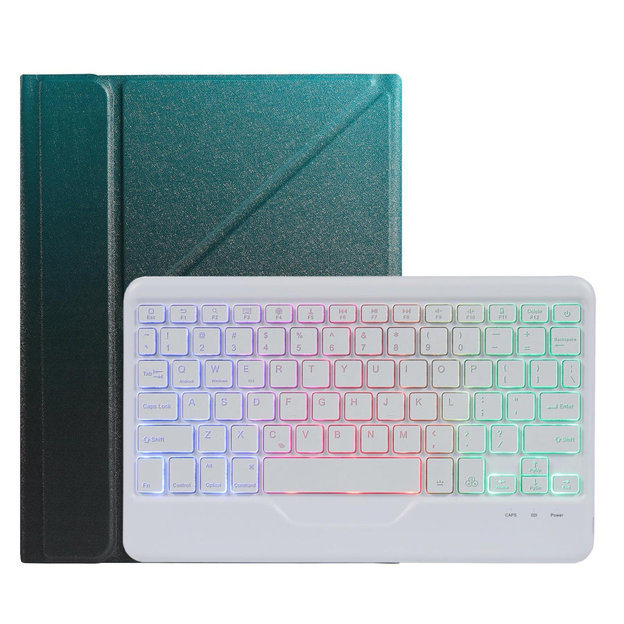 Bluetooth Keyboard Leather Case For Ipad Pro 11 With Holder & Pen Slot - Gradient Blue Pink