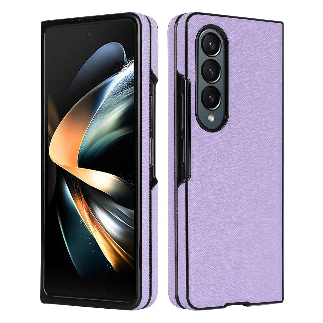 For Samsung Galaxy Z Fold4 5G Foldable Cross Pattern Phone Case - Compact Design - Purple