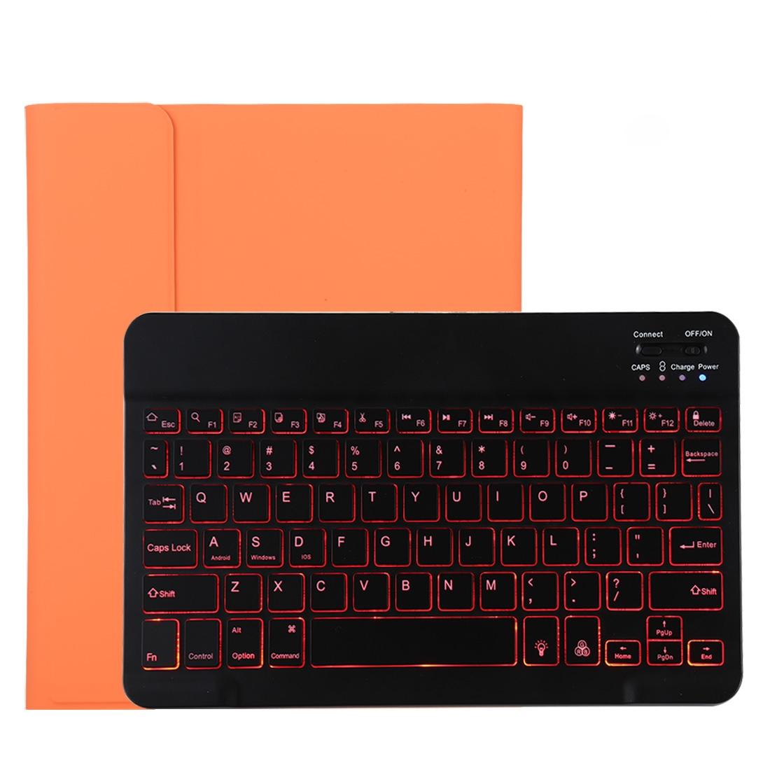 Bluetooth Tablet Case For Ipad Pro 11 With Detachable Microfiber Leather Backlight Pen Slot & Holder - Orange