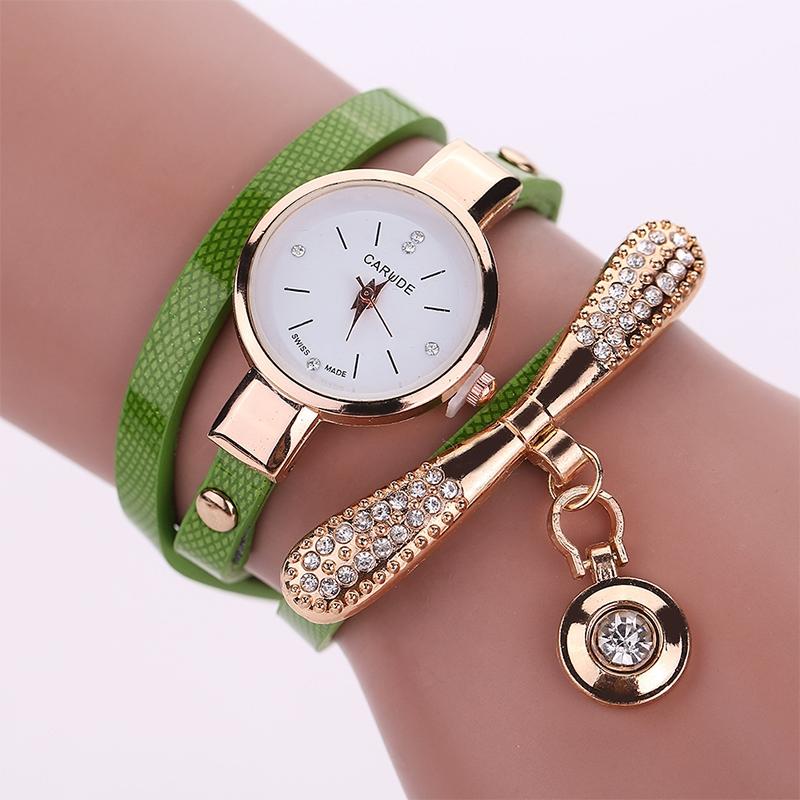 Stylish Leather Band Watch for Women - Casual Design - Green