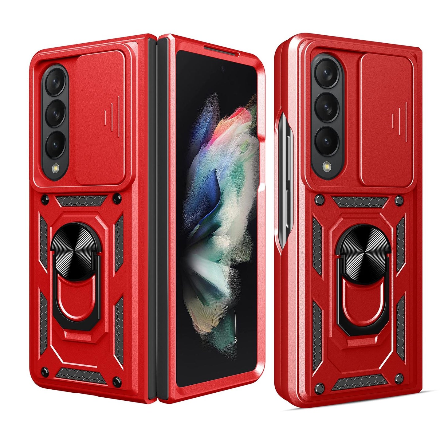 Samsung Galaxy z Fold 4 Tpu Pc Case with Sliding Camera Cover - Red