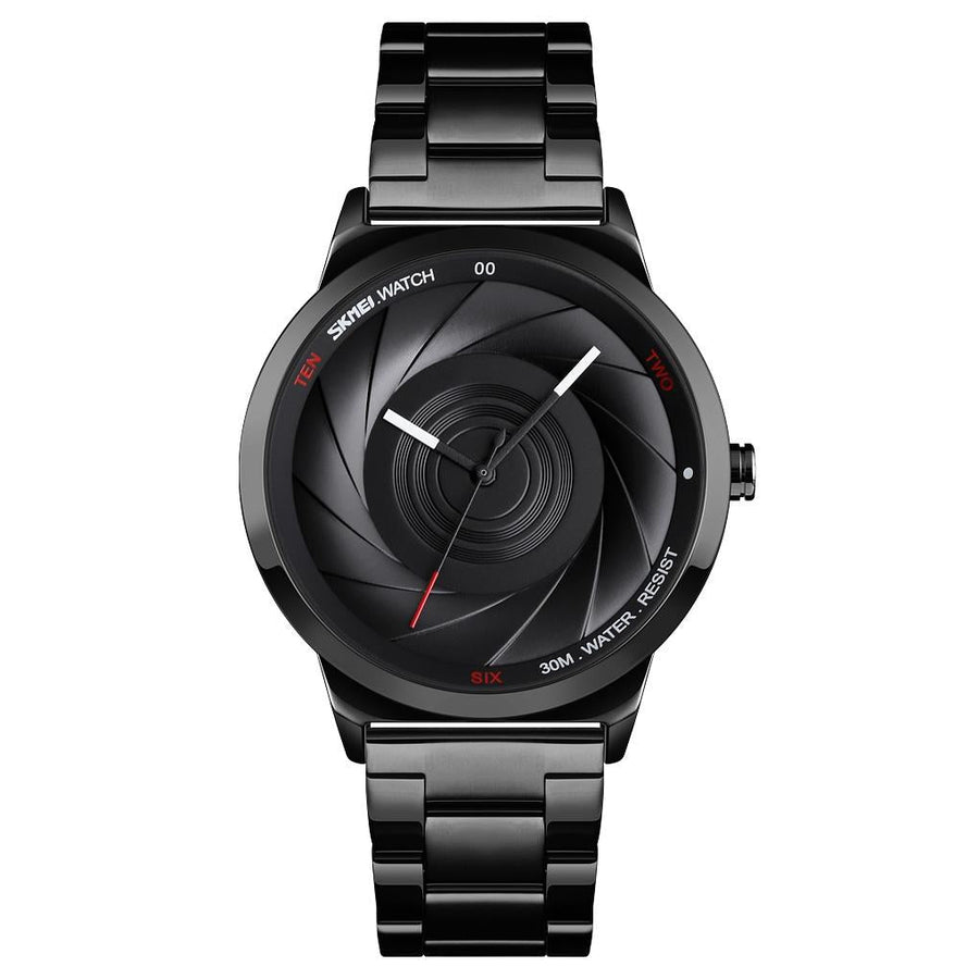Stylish Waterproof Gold Quartz Watch for Men - Black