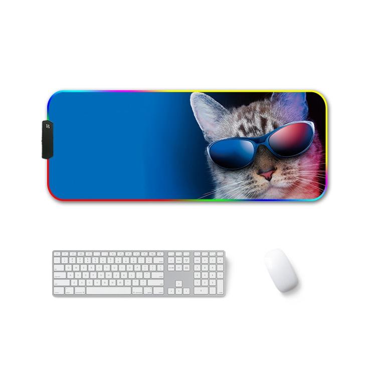 Rubber Thermal Transfer Rgb Luminous Non-Slip Mouse Pad - Glasses Cat
