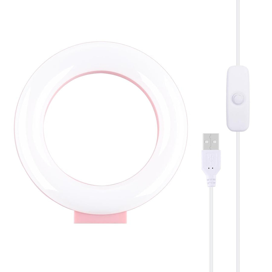 Usb Led Ring Light for Vlogging and Photography - 4.7 Inch White Light Pink