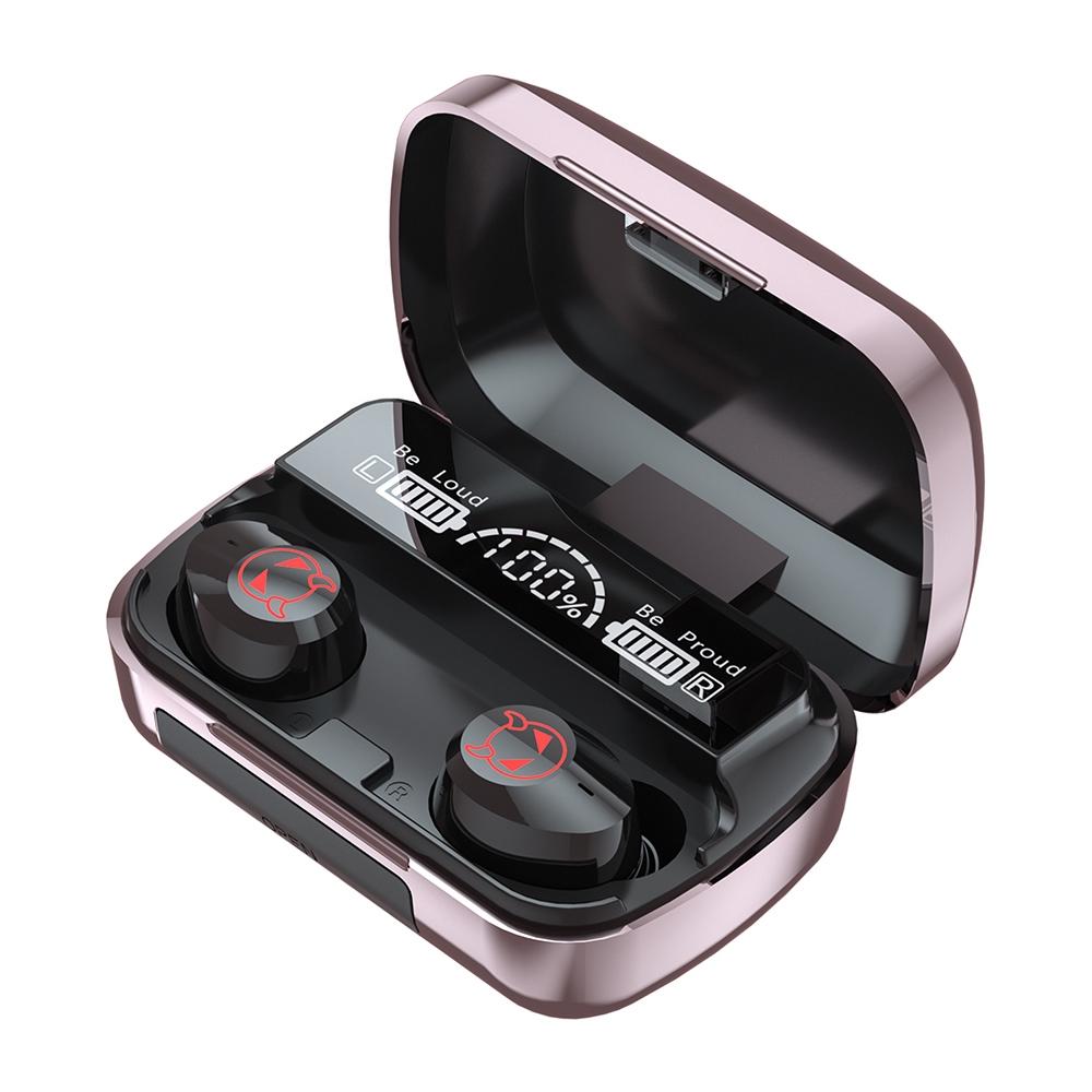 Intelligent Noise Reduction Bluetooth Earphones with Touch Control and Battery Display - Pink