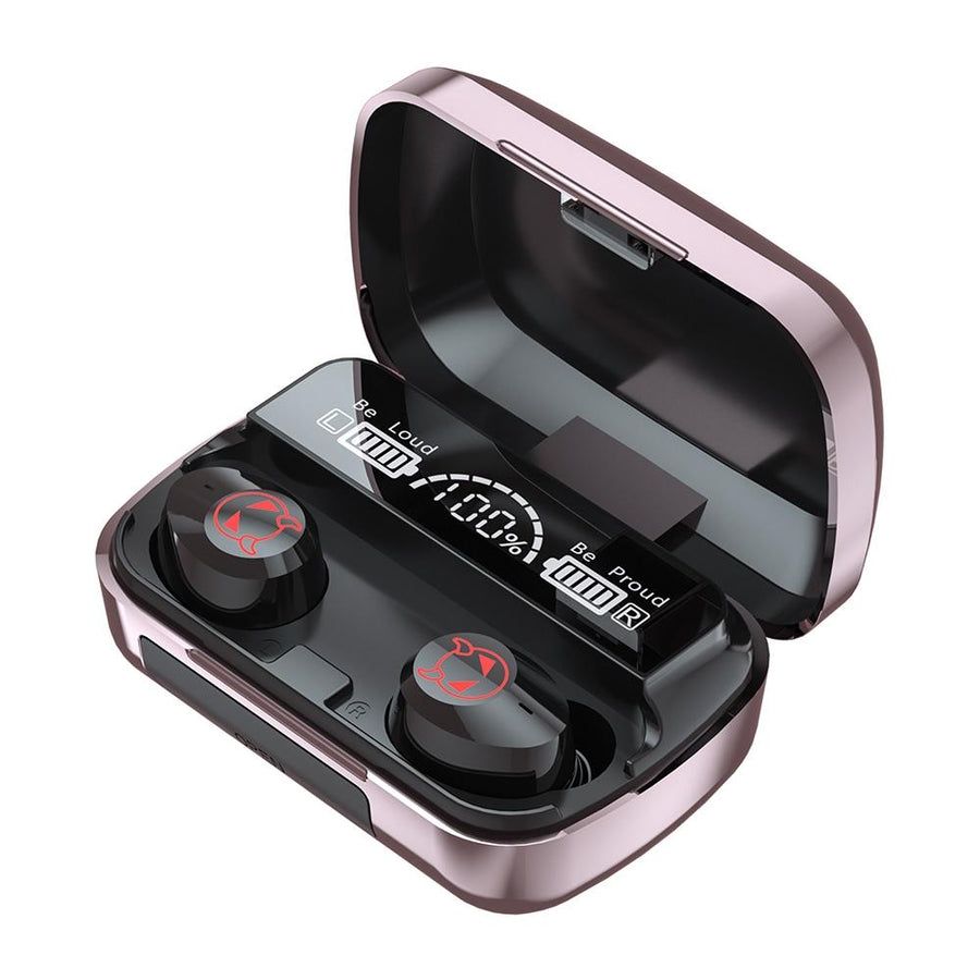 Intelligent Noise Reduction Bluetooth Earphones with Touch Control and Battery Display - Pink