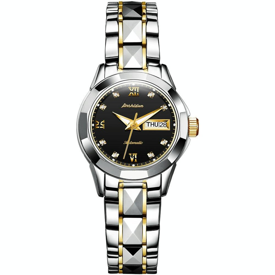 Stylish Waterproof Luminous Women Automatic Watch - 8813 - Silver Gold Black