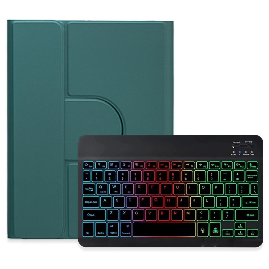 360 Degree Rotatable Bluetooth Keyboard Leather Case With Three-Colour Backlight - Lavender Purple - For Ipad Air 2022 / Ipad Pro 11 2021