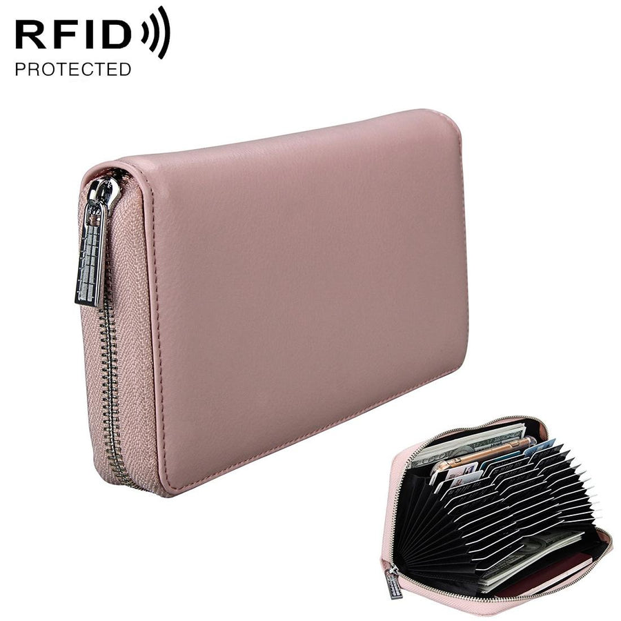 Leather Rfid Passport & Card Holder - Compact - Pink