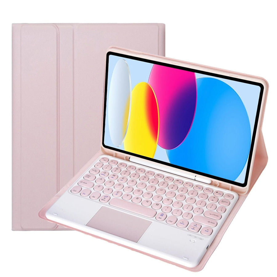 2022 Ipad 10.9 Lambskin Bluetooth Keyboard Case With Pen Slot - Pink