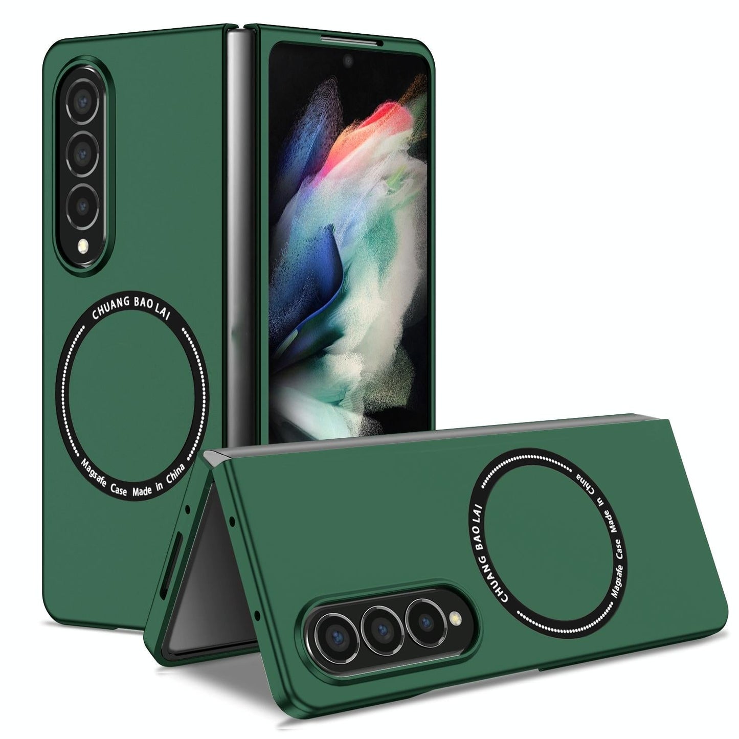 For Samsung Galaxy Z Fold4 5G Secure & Portable Magnetic Folding Case - Green