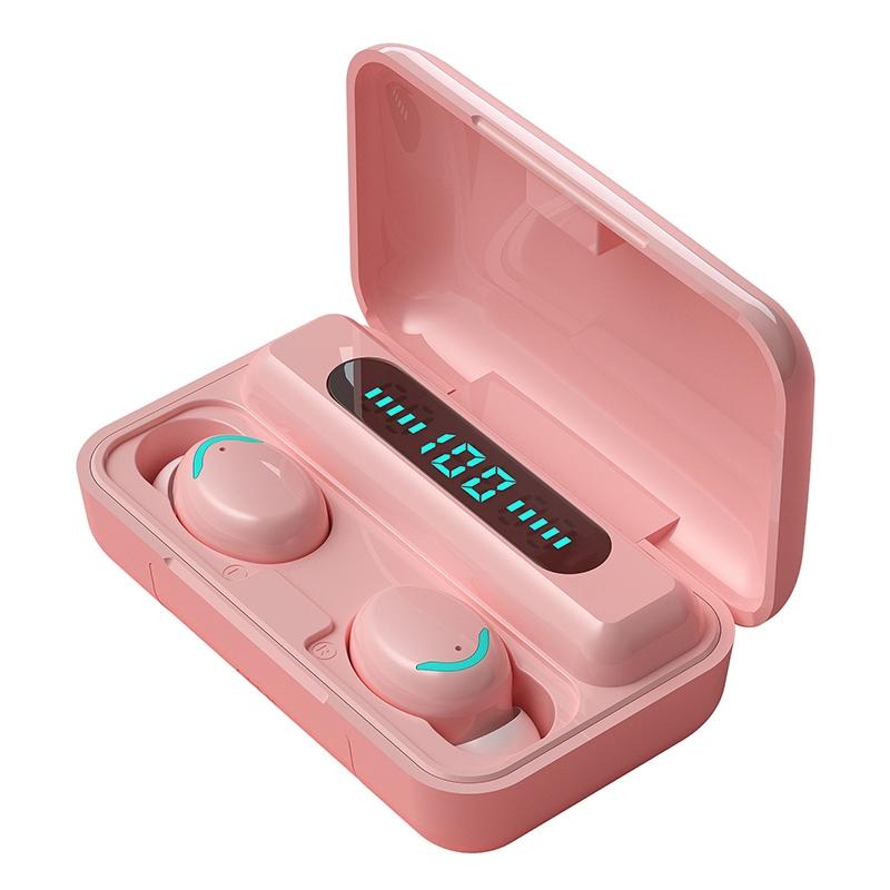 Macaron Series Bluetooth Earphones with Breathing Light & Noise Reduction - Pink