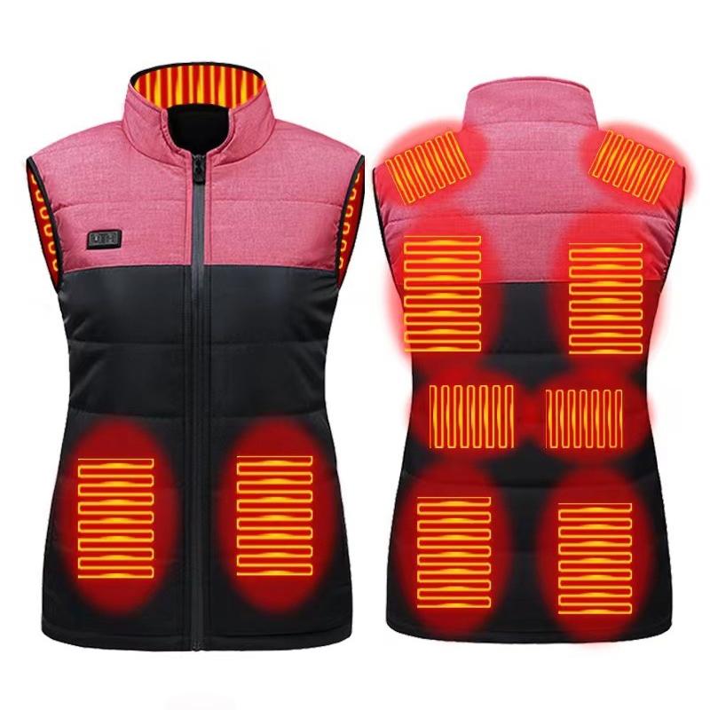 Heated Vest Electric Heating 3 Constant Temperature Warm Cotton Jacket - Red-11 Zones Heating - 3Xl